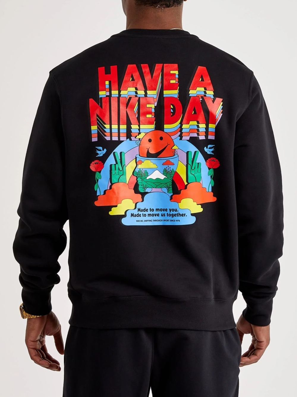 Nike Sportswear Men’s 'Have A Nike Day' Graphic Fleece Sweatshirt Black Size M